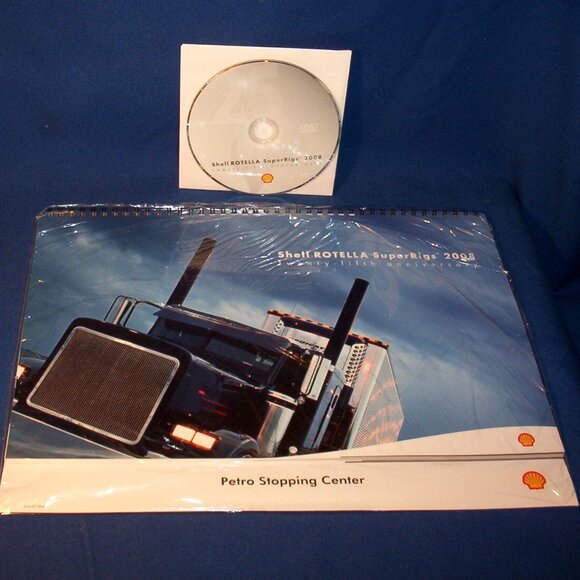 VINTAGE COLLECTIBLE SHELL ROTELLA SUPERRIGS SEMI TRUCKS CALENDAR & DVD - 2008 - Picture 2 of 3